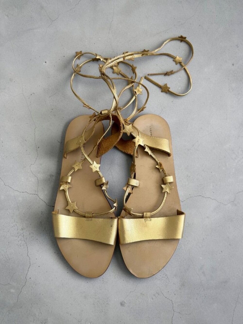 LOEFFLER RANDALL Gold Star Print Lace Up Sandals Size 9.5